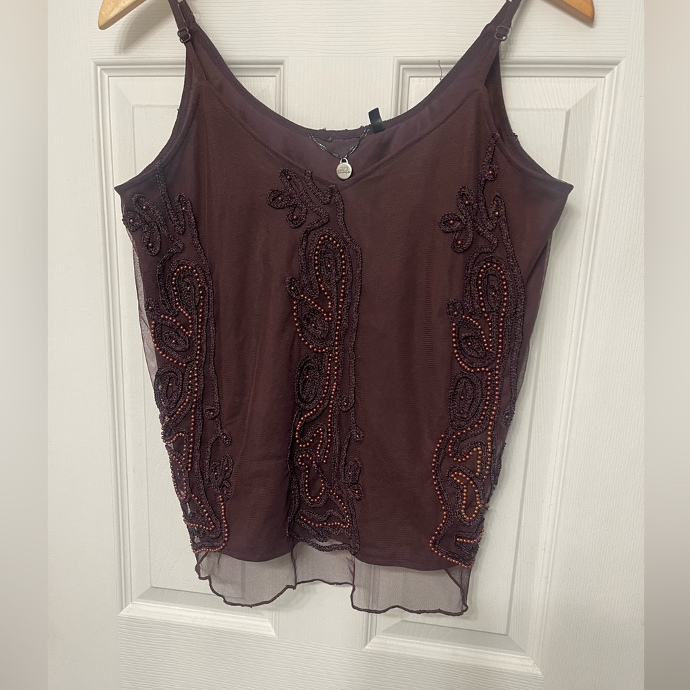 BKE Boutique brown beaded women’s small tank